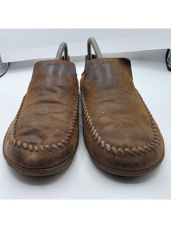 Olukai Akahai Mens Size 9 Brown Shoes Leather Casual Slip On Loafers Comfort main image 9